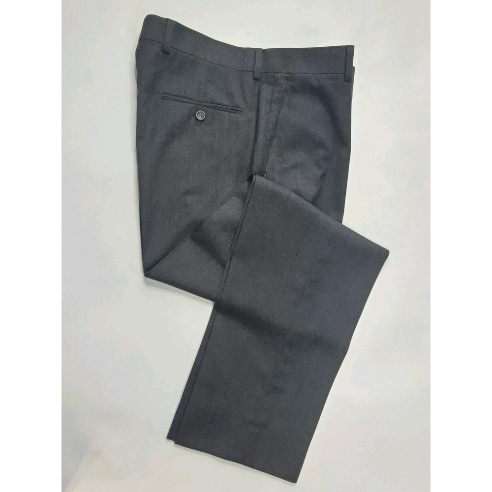 Joseph Abboud Mens 36x32 Flat Front Wool Dress Pants Gray Straight Leg